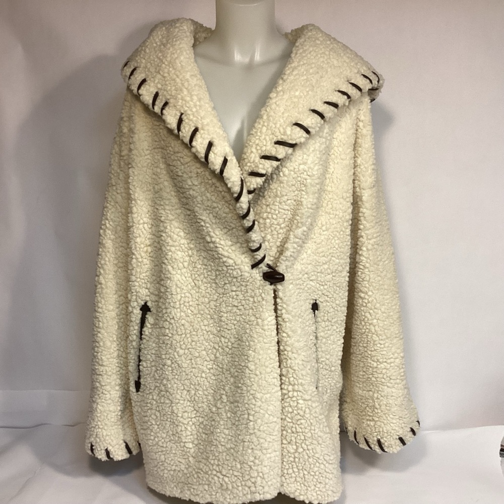 J Percy for Marvin Richards Sherpa hooded jacket coat womens size medium USA